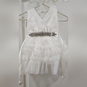 White Layered Diamonds  Sash Dress